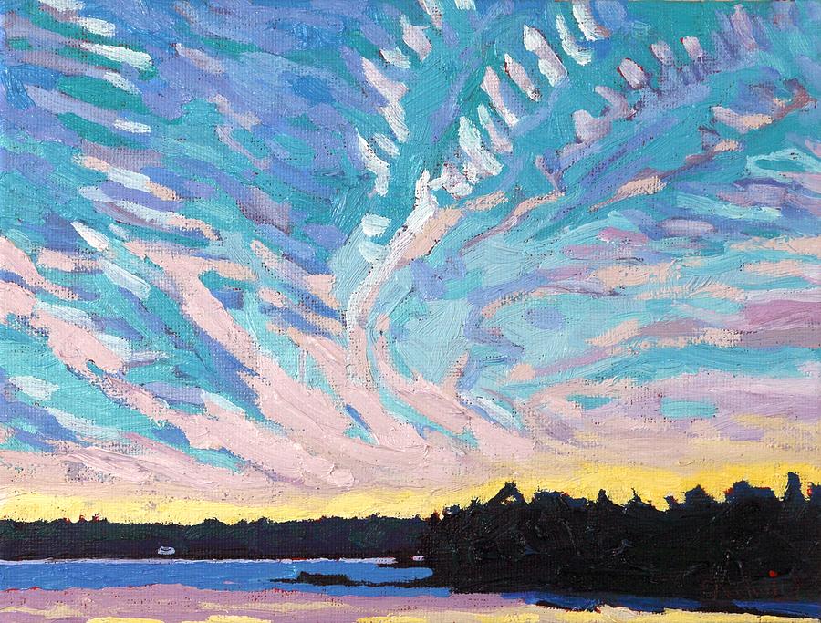 Singleton Classic Cirrus Summer Sunset Painting by Phil Chadwick
