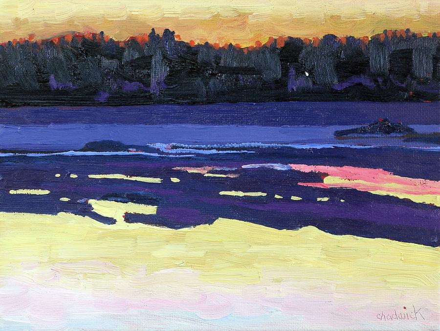 Singleton Icy Sunset Painting by Phil Chadwick