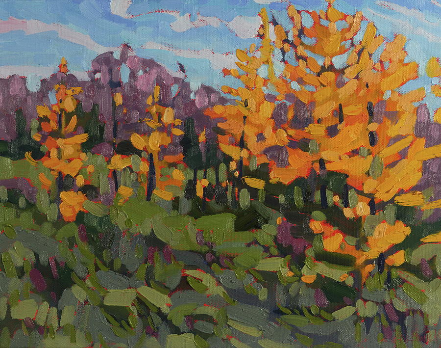 Fall Painting - Singleton Sanctuary November Tamaracks by Phil Chadwick