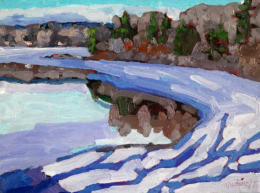 Singleton Spring Ice in the Wetland Painting by Phil Chadwick