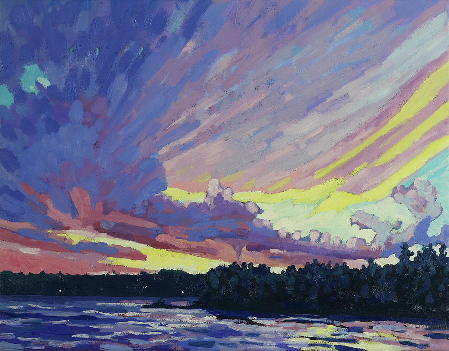 Sunset Painting - Singleton Sunset of Training Thunderstorms by Phil Chadwick
