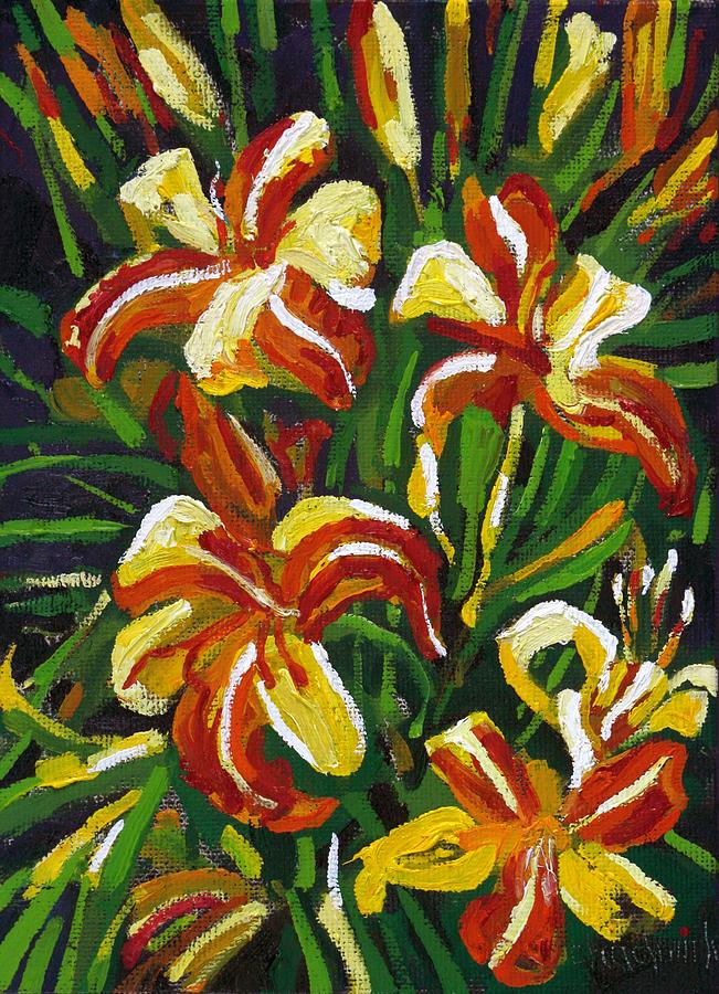 Singleton Tiger Lilies Painting by Phil Chadwick