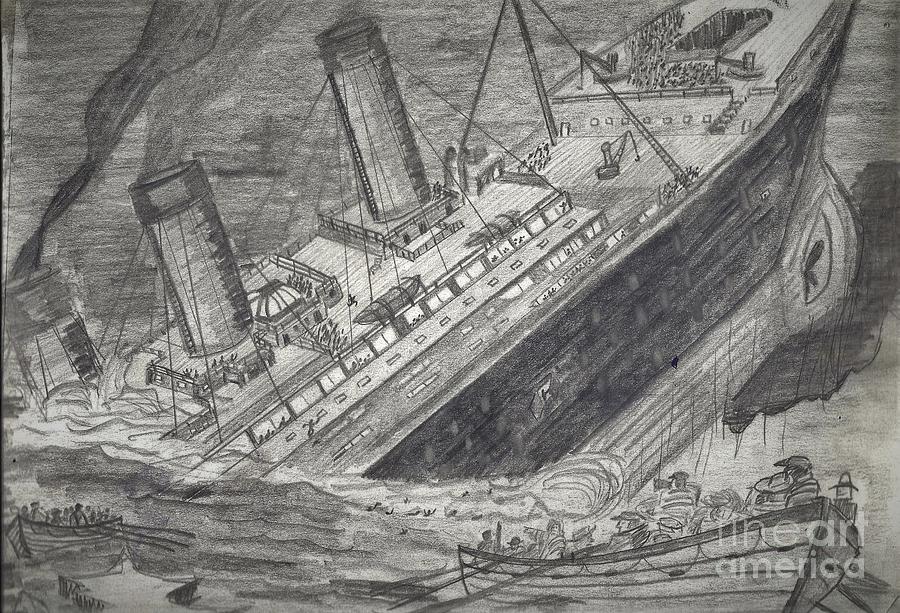 Sinking of the Titanic Drawing by Matt Starr | Fine Art America