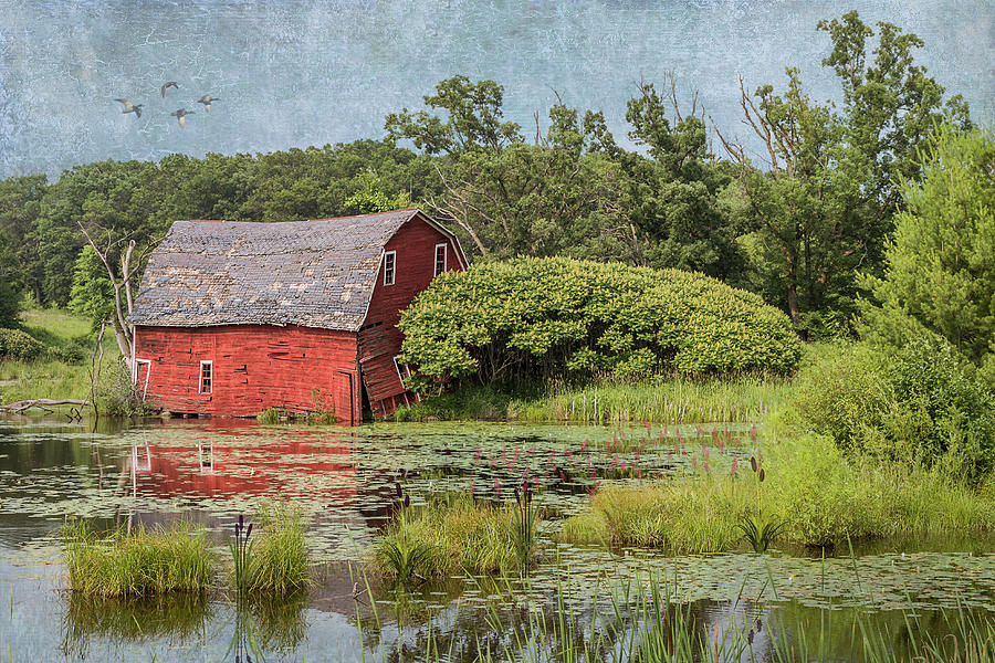 Sinking Red Barn #2  Photograph by Patti Deters