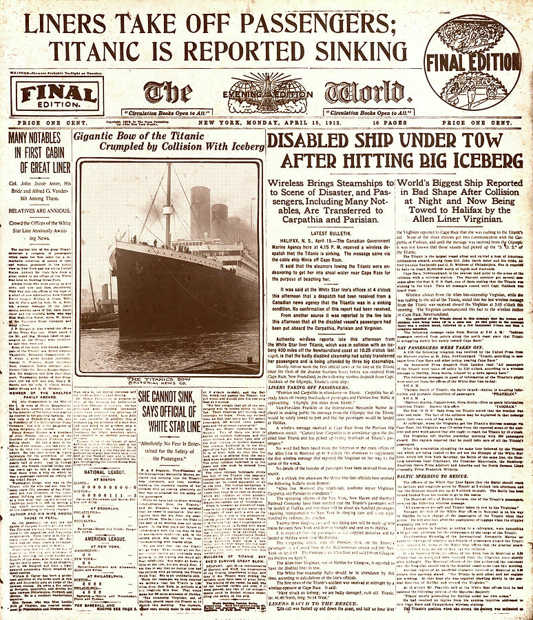 Sinking Titanic Photograph by Jon Neidert
