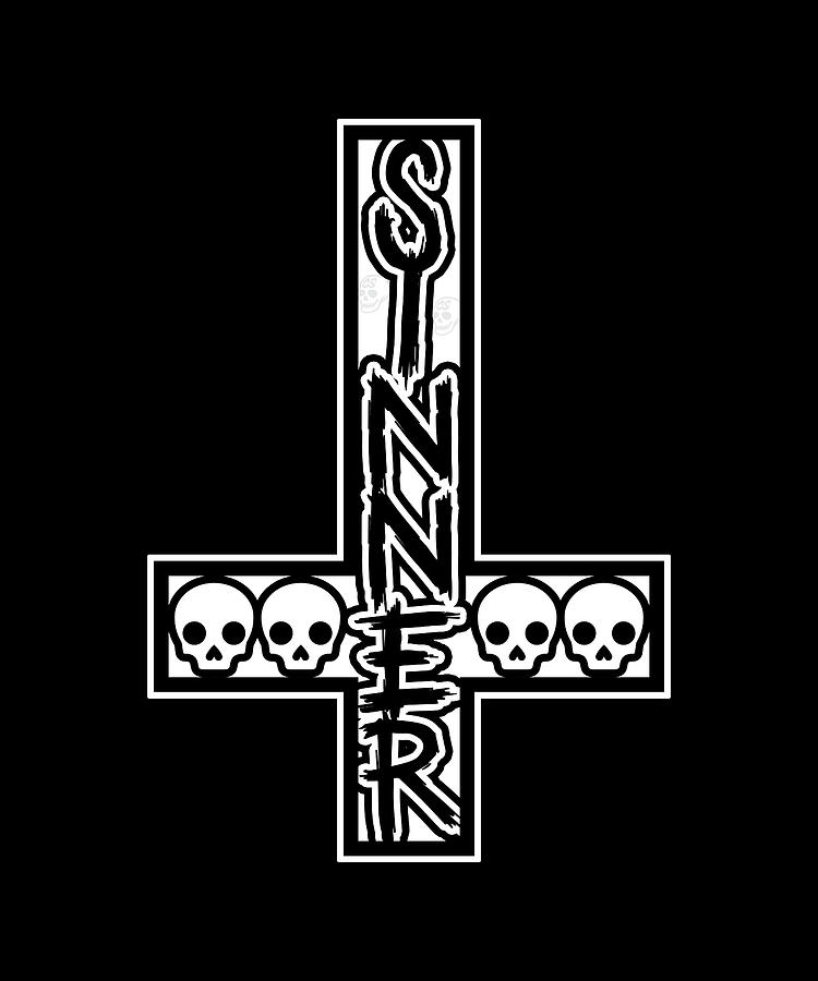Sinner On Inverted Cross Black And White Digital Art by Creative Style ...