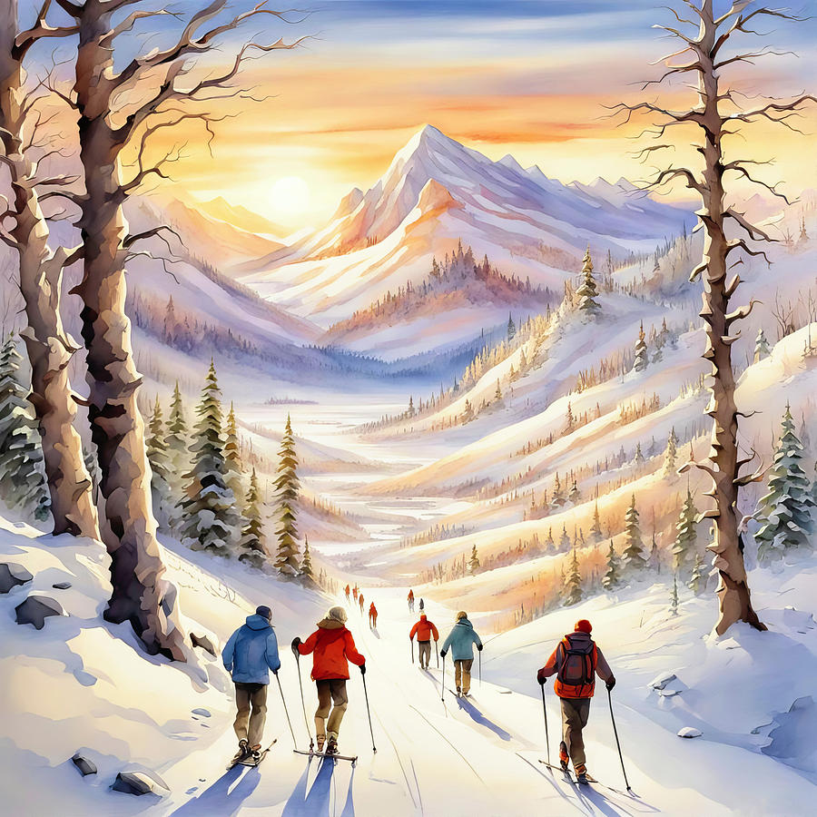 Mountain Digital Art - Sunrise on the Slopes by Donna Kennedy