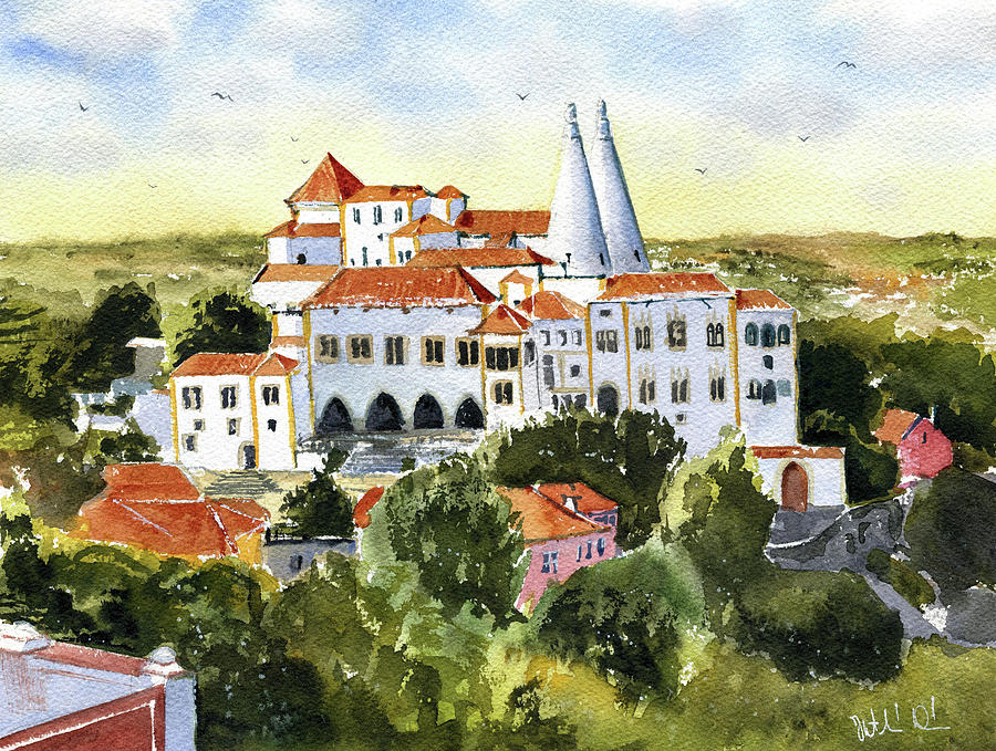 Sintra National Palace Painting Painting by Dora Hathazi Mendes