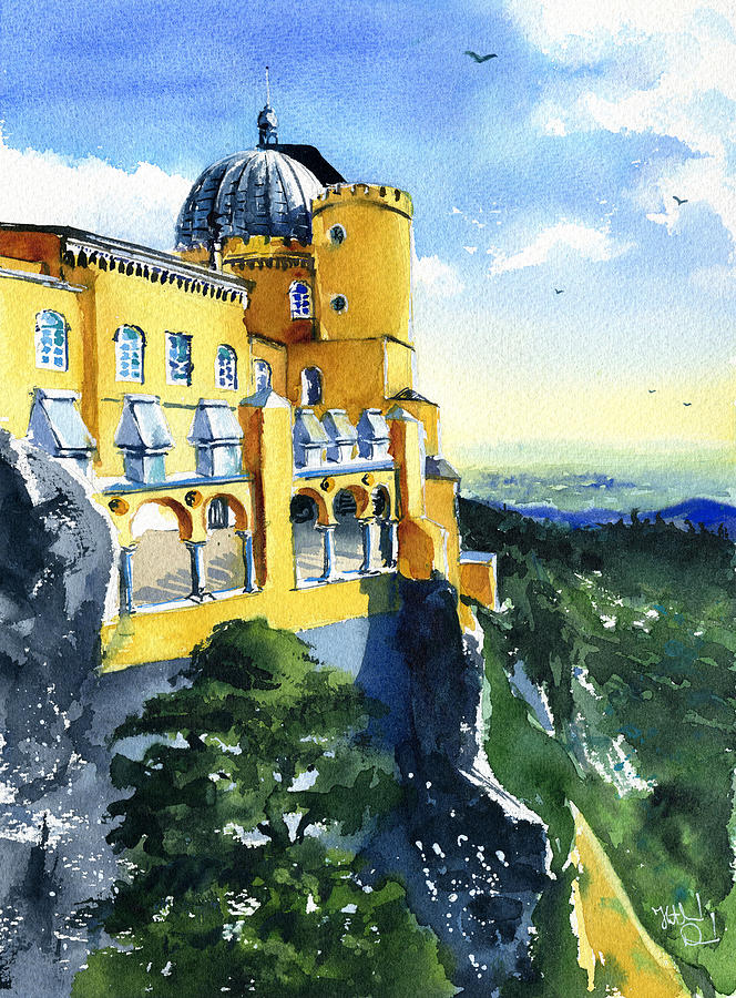 Sintra Pena Palace in Portugal Painting by Dora Hathazi Mendes