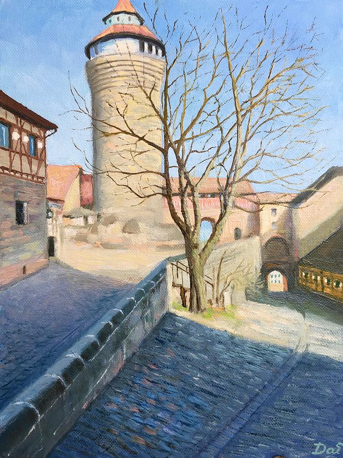 Sinwellturm in Kaiserburg Nuremberg Germany Painting by Dai Wynn