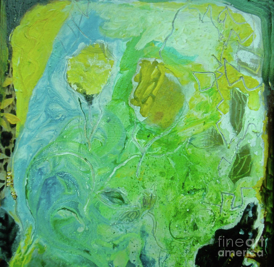 Sipping Green Tea Painting by Cherie Salerno