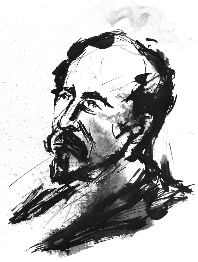 Premium Vector | Descartes philosopher hand drawn line art portrait  illustration