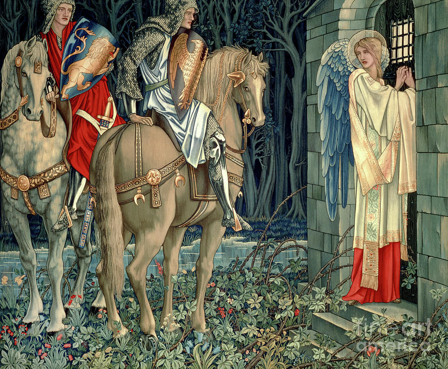 Sir Gawaine and Sir Uwaine at the Ruined Chapel Tapestry - Textile by Edward Burne-Jones
