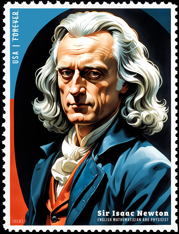 Sir Isaac Newton stamp Digital Art by Greg Joens