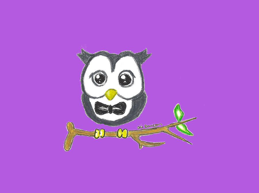Sir Owl with Bowtie and Transparent Background Drawing by Ali Baucom