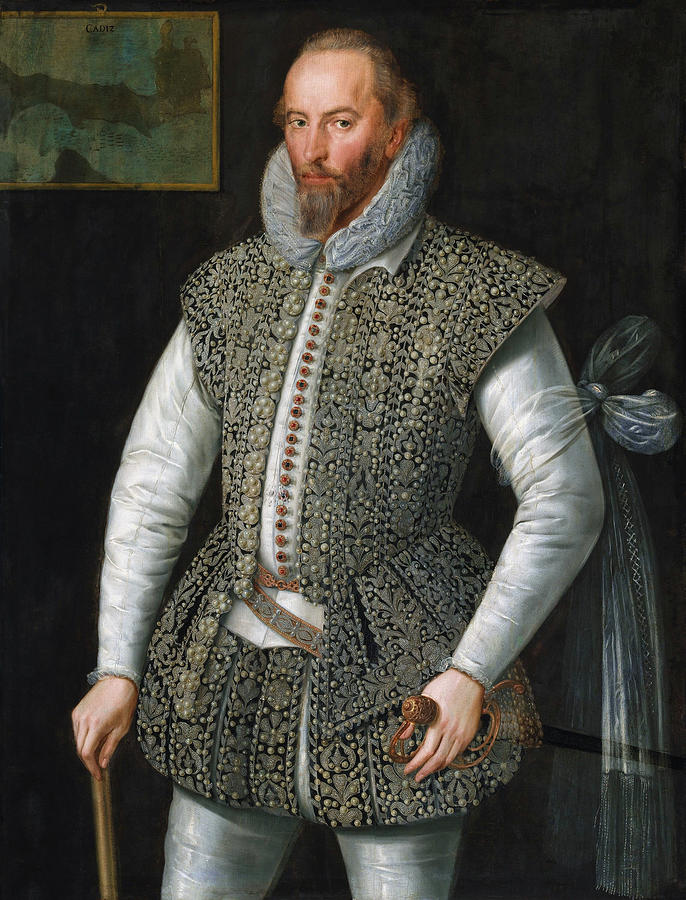Sir Walter Raleigh Portrait - William Segar Painting by War Is Hell Store