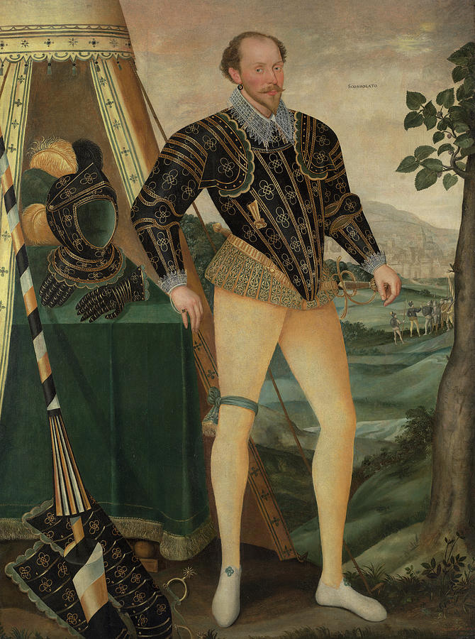 Sir William Drury, of Hawstead, Suffolk Painting by Daniel van den Queborne