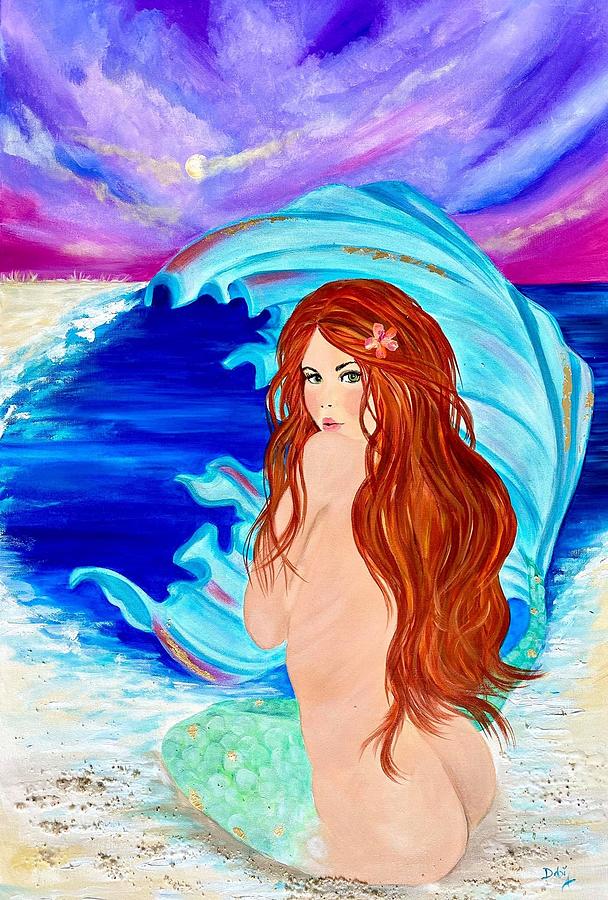 Mermaid Painting - Siren by The Sea by Debi Starr