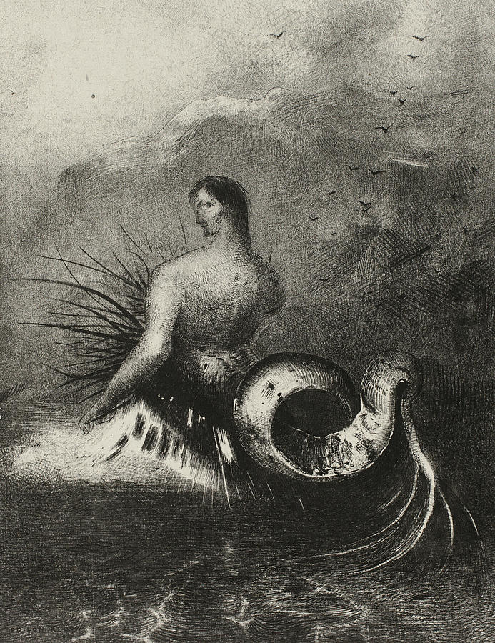Siren Coming out of the Waves Relief by Odilon Redon