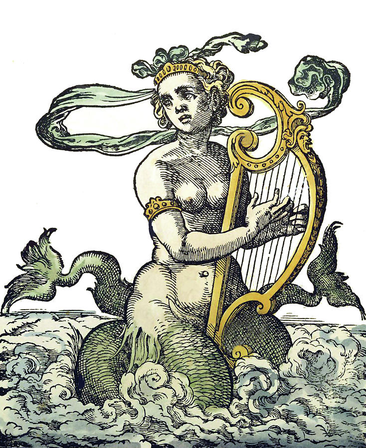 Siren Plays Harp Digital Art by Long Shot