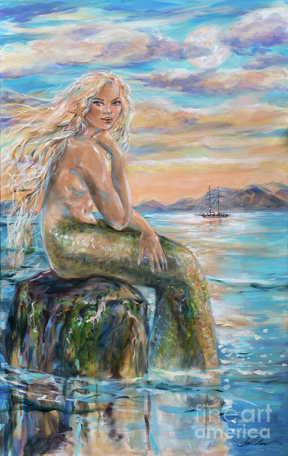Sirena at Salt Plage Painting by Linda Olsen
