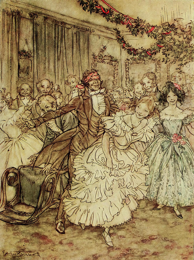 British Drawing - Sister in lace tucker from Christmas Carol 1915 by Arthur Rackham