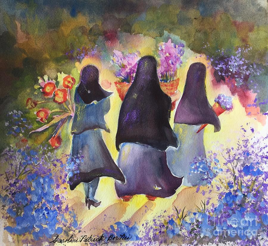 Sister Mother Mary Shopping Painting by Caroline Patrick