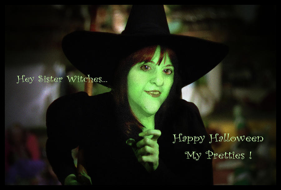 Sister Witches Halloween Digital Art by Bonnie Follett