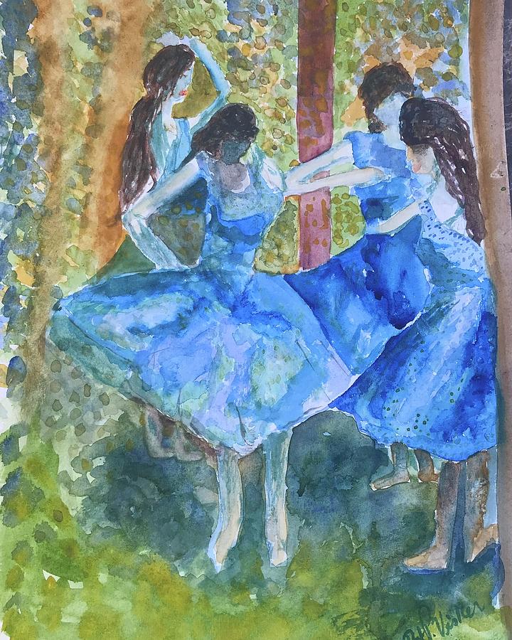 Sisters Dancing  Painting by Dottie Visker