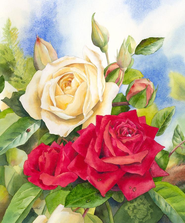 Rose Painting - Sisters In the Garden of Alpha Gamma Delta by Ann Litrel