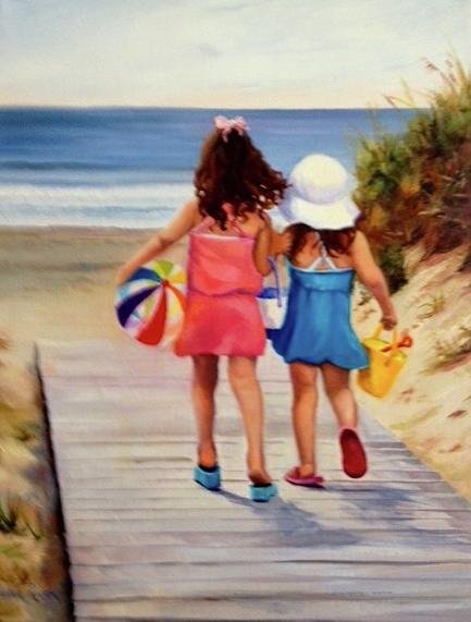 Sisters Painting by Judy Rixom