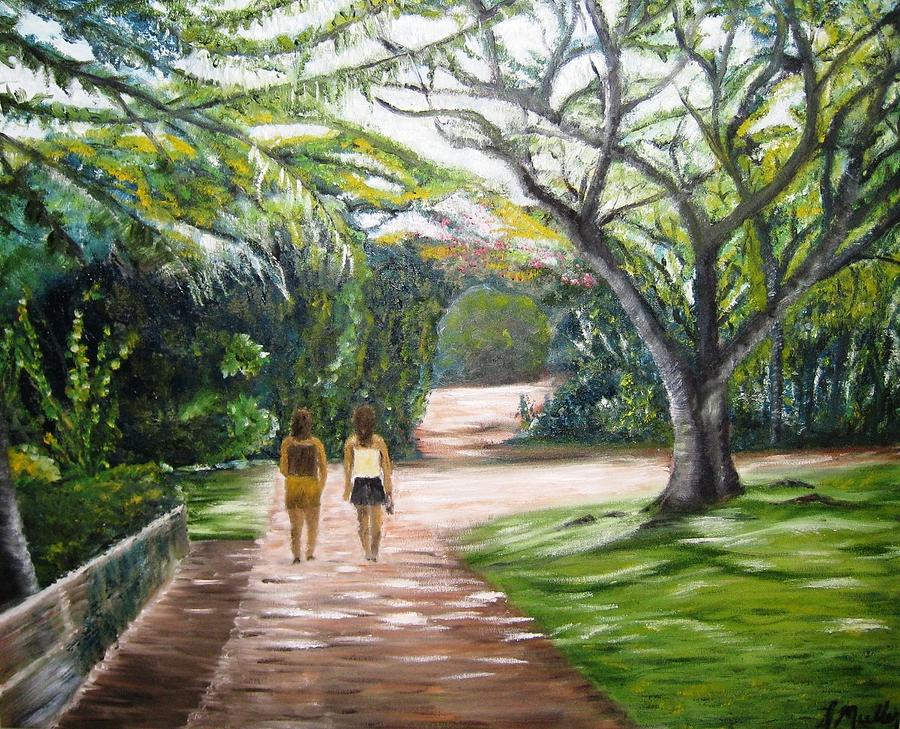 Sisters taking a walk Painting by Donna Muller