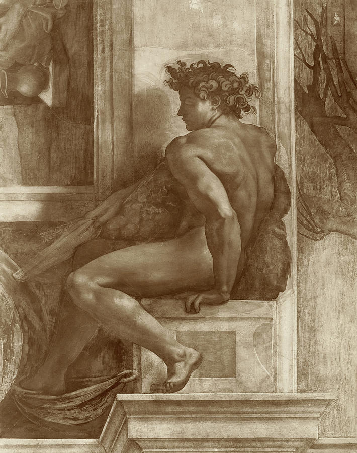 Michelangelo Painting - Sistine Chapel Ceiling, Ignudi No.2 by Michelangelo