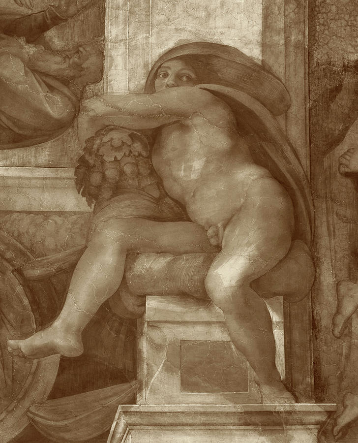 Michelangelo Painting - Sistine Chapel Ceiling, Ignudi No.8 by Michelangelo