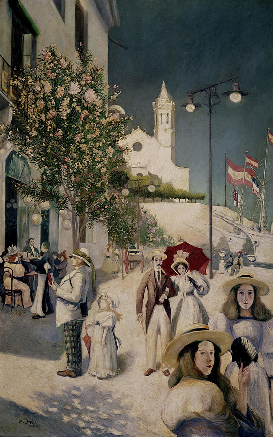 Barcelona Painting - Sitges Of Prervindre - 20th Century. by Maurice Utrillo -1883-1955-