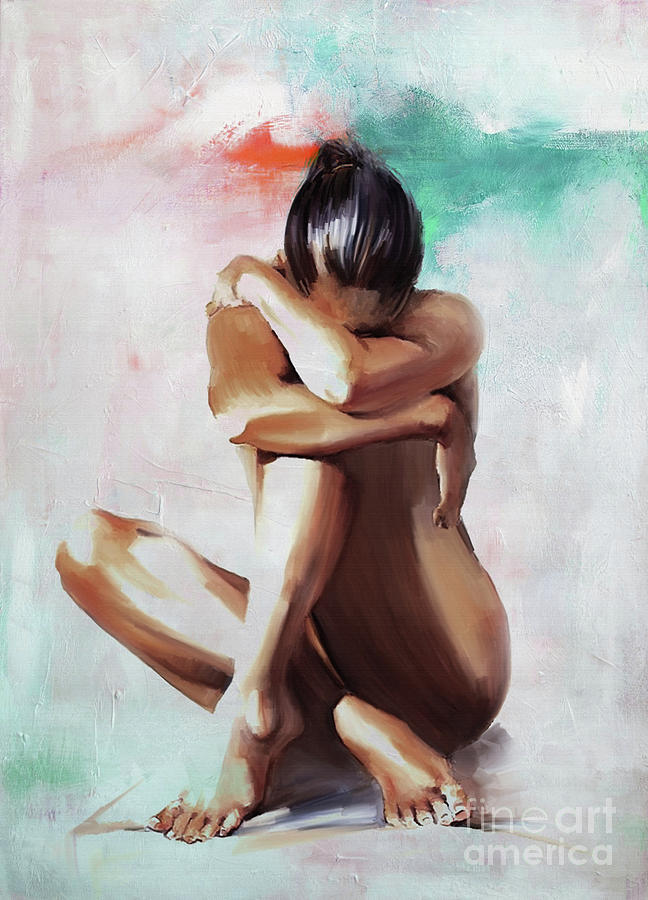 Siting nude pose  Painting by Gull G