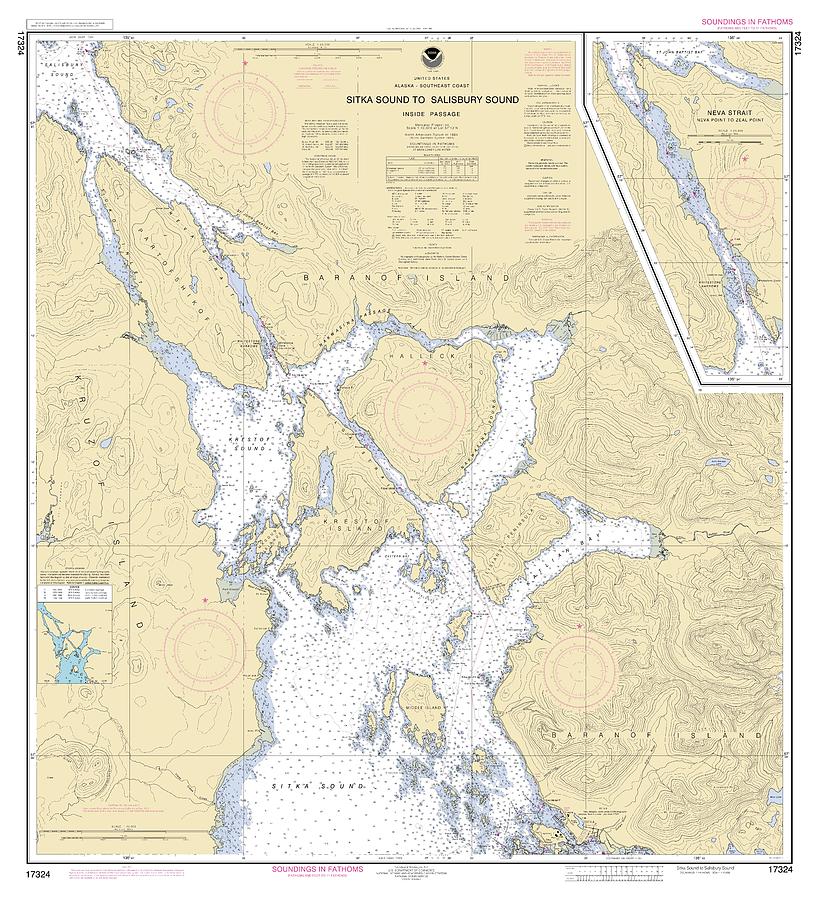 Sitka Sound To Salisbury Sound Inside Passage Alaska, Noaa Chart 17324