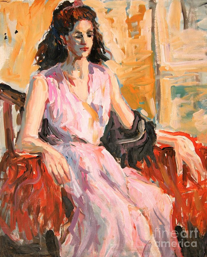 Portrait Painting - Sitting And Waiting For You by Bill Salamon