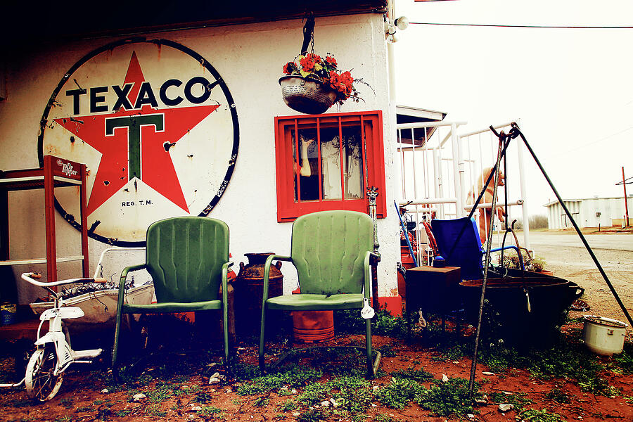 Sitting at the Texaco Photograph by Toni Hopper Sitting at the Texaco Photograph by Toni Hopper