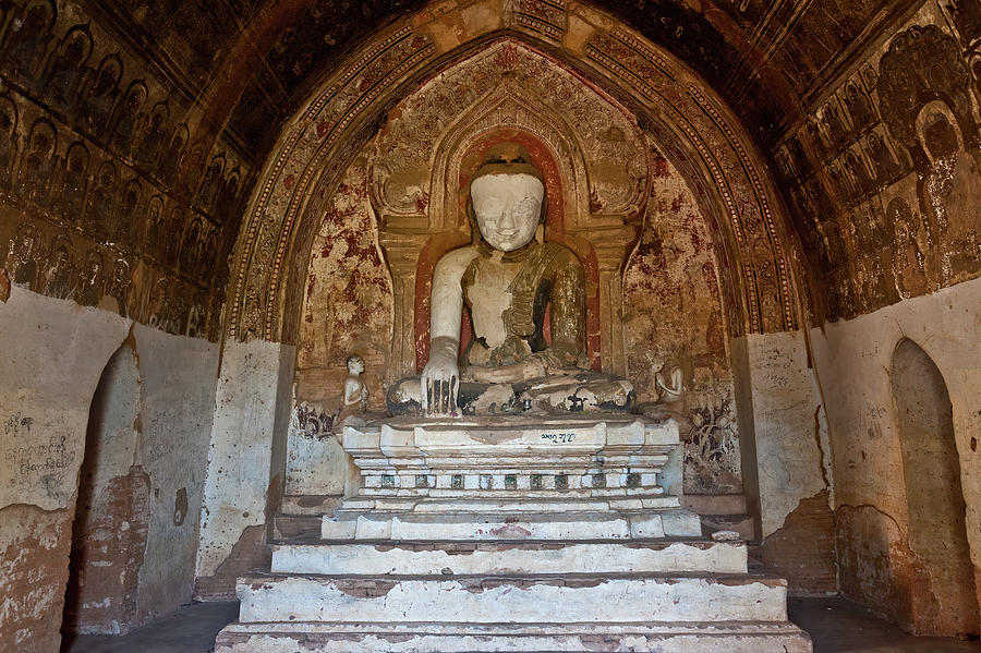 Sitting Buddha in a Stupa, Bagan, Myanmar Photograph by Lie Yim