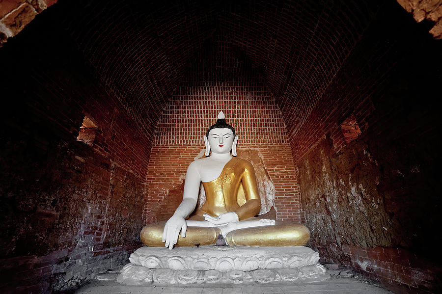 Sitting Buddha inside a Stupa, Bagan, Myanmar Photograph by Lie Yim