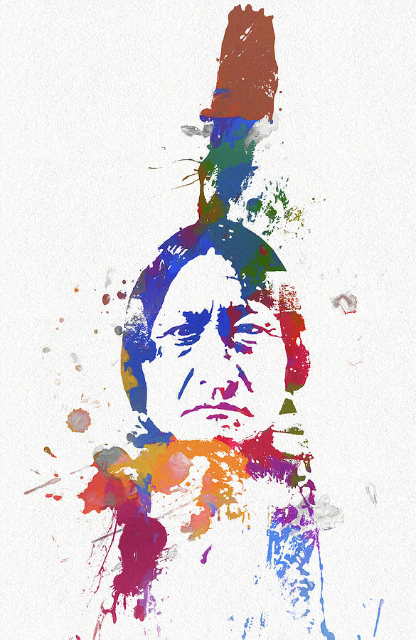 Sitting Bull Color Splash Painting by Dan Sproul