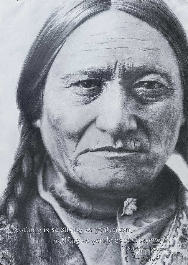 Sitting Bull Drawing by Cory Lind