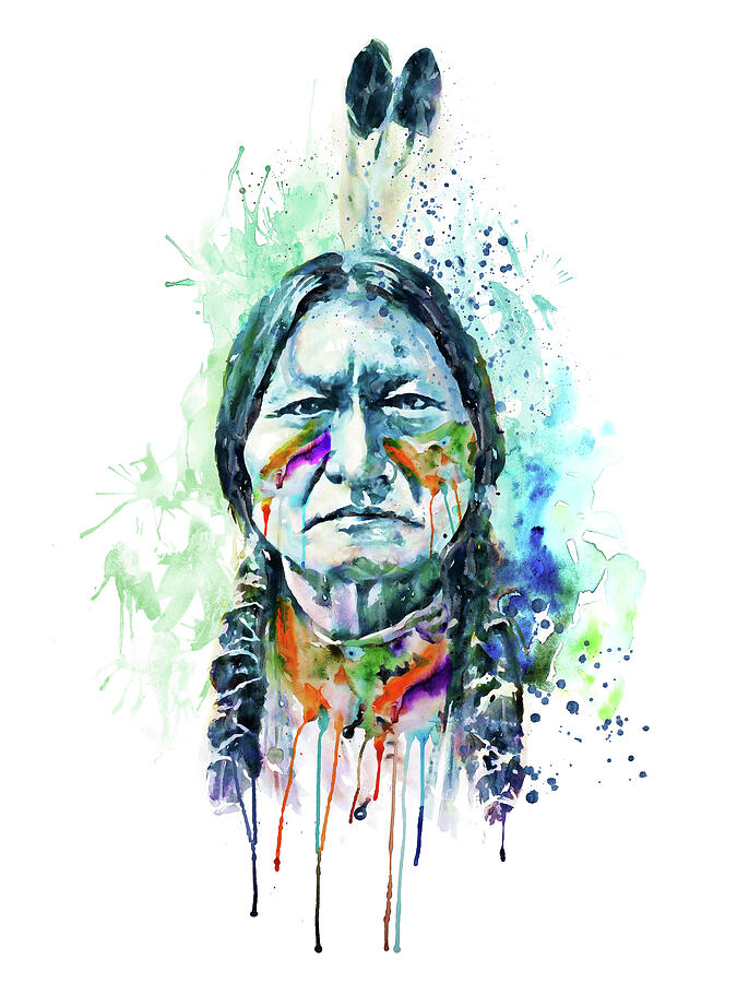 Sitting Bull New Portrait Painting by Marian Voicu
