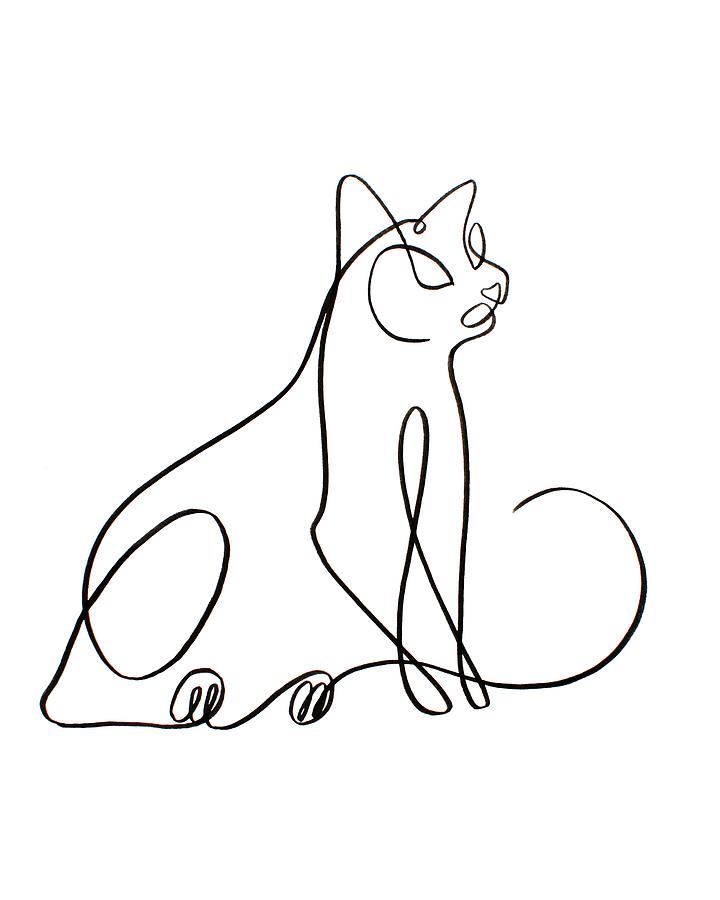 Sitting Cat Line Drawing Drawing by Taylor Walker - Fine Art America