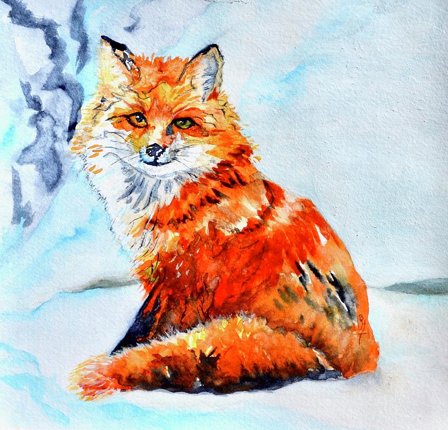 Sitting Fox Painting by Beverley Harper Tinsley