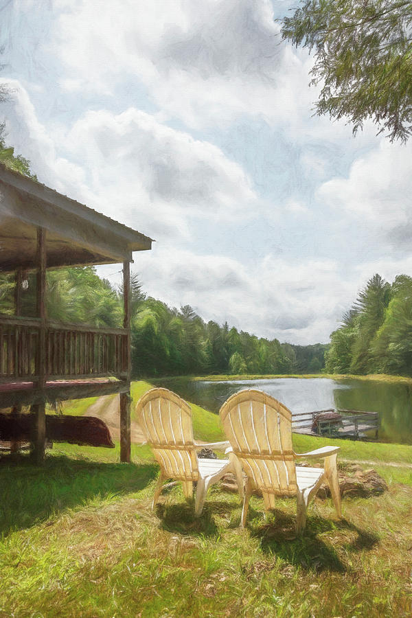 Sitting in Sunshine at the Lake Painting Photograph by Debra and Dave Vanderlaan