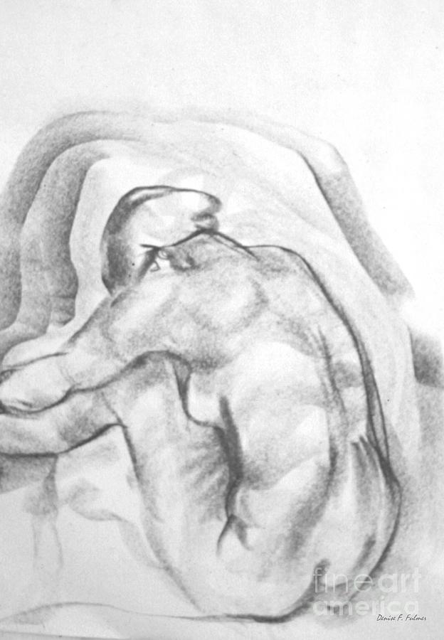 Sitting Pose Drawing by Denise F Fulmer