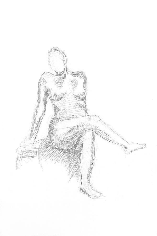 Sitting Woman.Study 4 Drawing by Masha Batkova