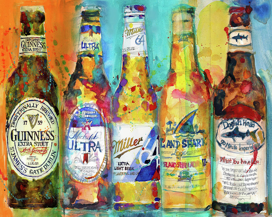 Six American Beers Painting